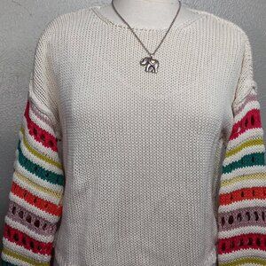 Willow‎ & Root 100% Cotton Cream Color Cropped Sweater Size L